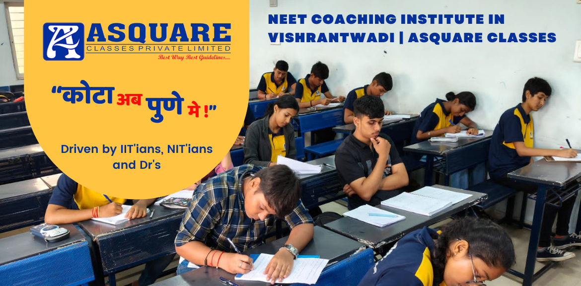 Students studying in a classroom at Asquare Classes, a leading NEET coaching institute in Vishrantwadi, Pune.