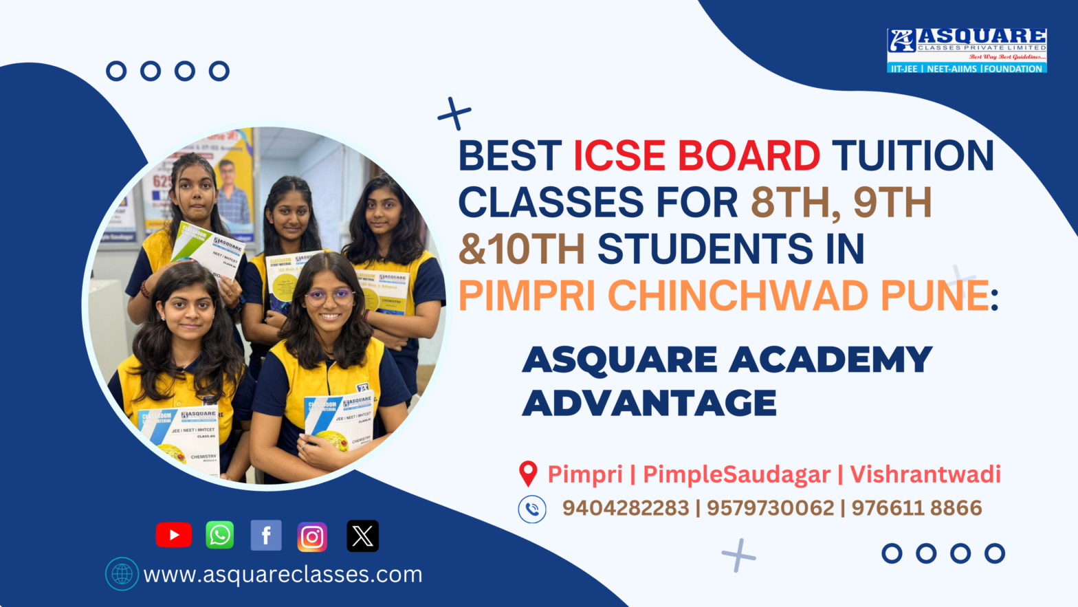 Best ICSE Board Tuition Classes for 8th, 9th &10th Students in Pimpri Chinchwad Pune ASQUARE Acade