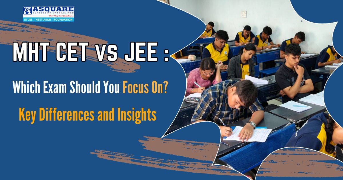 Students preparing for exams in a classroom, highlighting the differences between MHT CET and JEE.