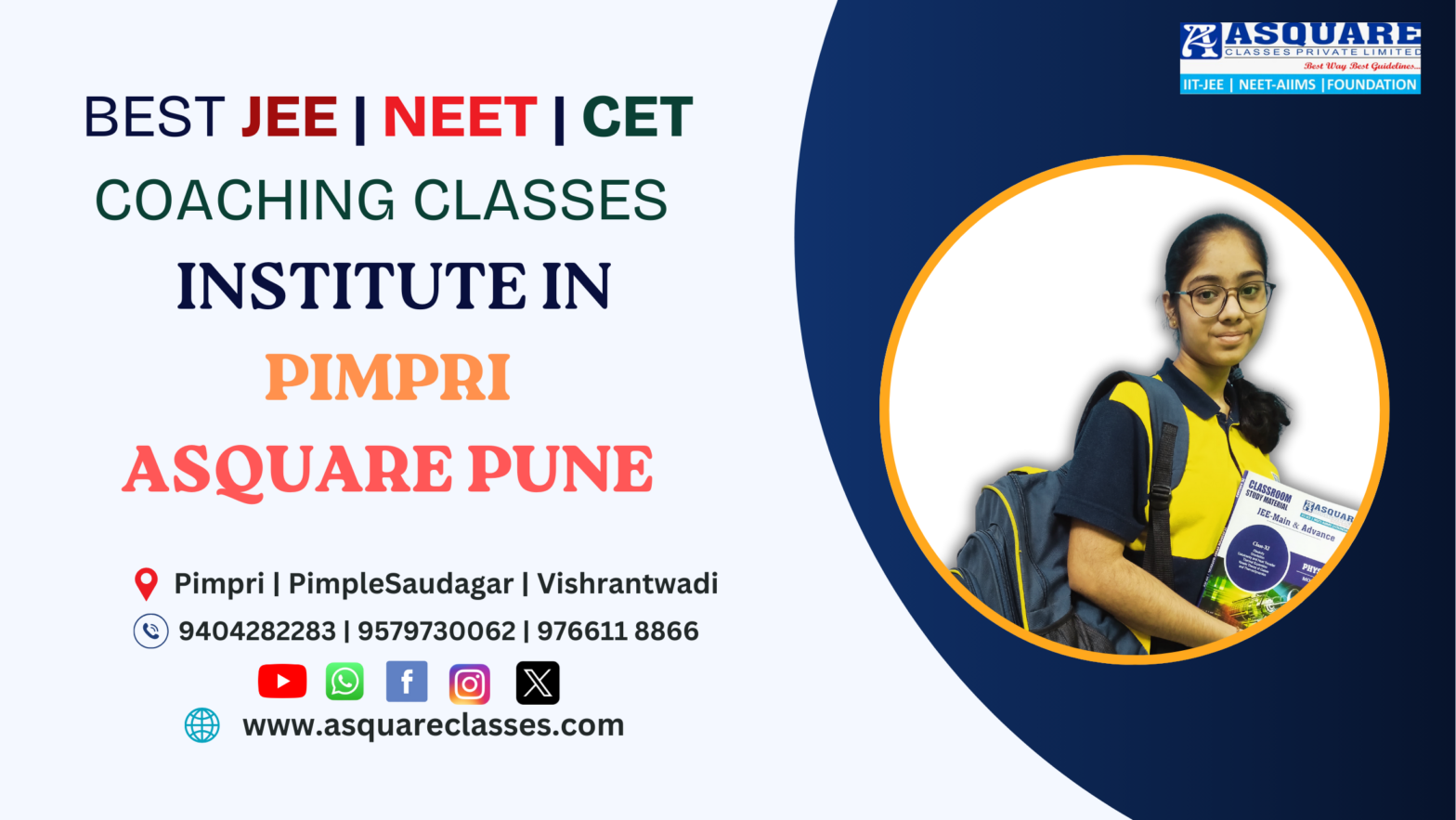 Best JEE | NEET | CET Coaching Classes Institute in Pimpri | ASQUARE Pune