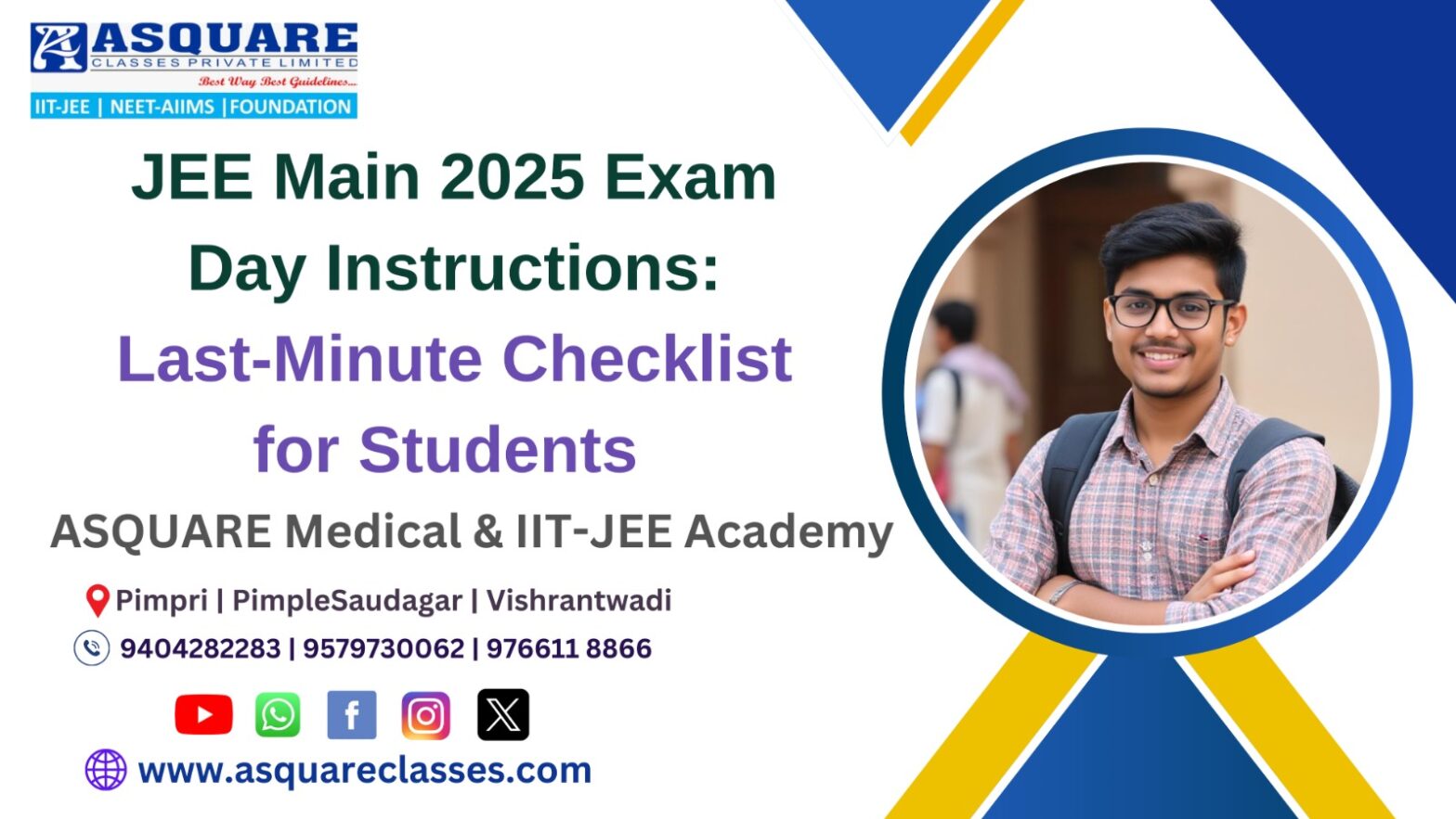 JEE Main Exam Day Instructions - Asquare Classes Pune